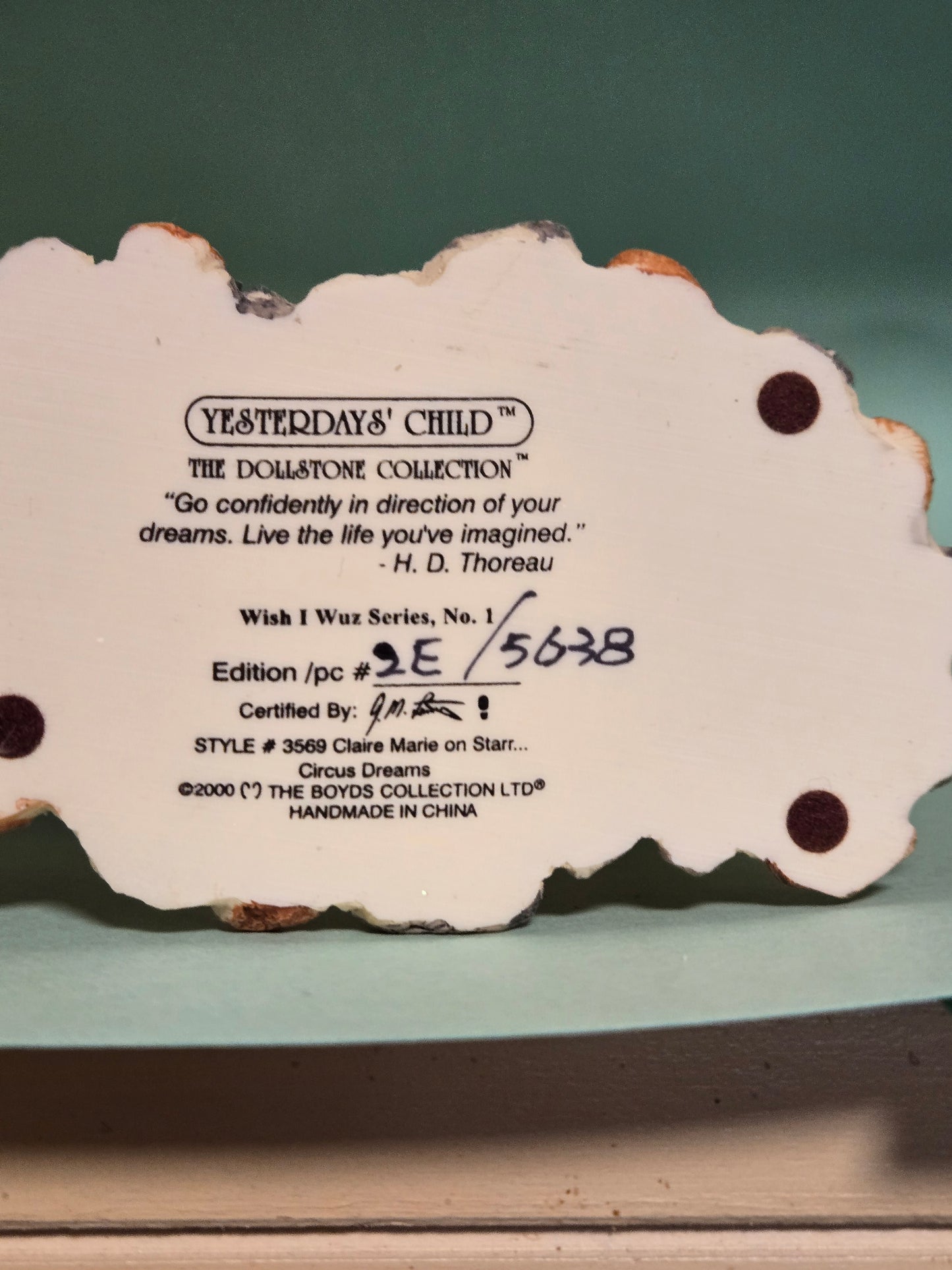 Yesterdays Child Dollstone - Claire Marie on Starr Circus Dreams Figurine