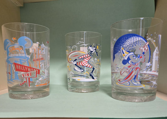 3 - 1996 Walt Disney World Remember the Magic 25th Anniversary Glasses