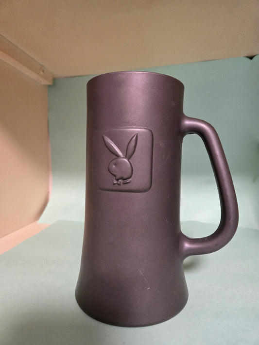 Vintage Playboy Tall Beer Stein Bunny logo black with clear bottom