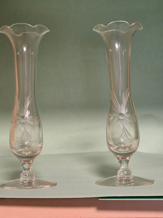 Etched Glass Bud vase